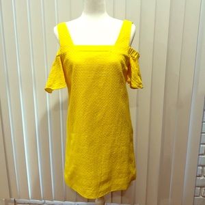 Amazing Bright Yellow Cold Shoulder Mini Dress